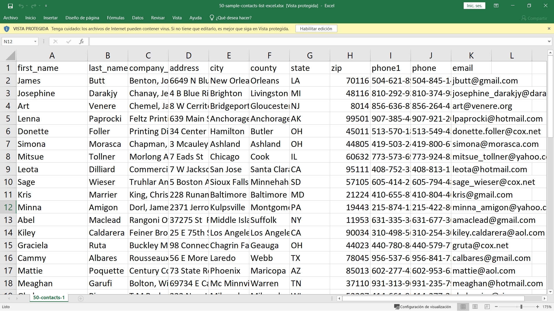 excel example